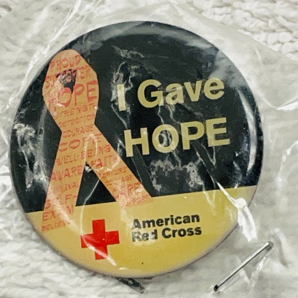 NIB Vintage American Red Cross Pin, Butterfly Clutch, Hat/Lapel, 1 1/4" Diam.